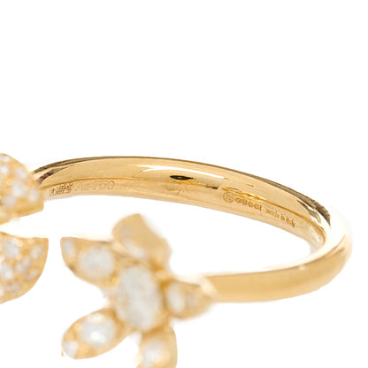 Gucci 18K Yellow Gold Diamond Flora GG Open Ring 49 5 4 of 4