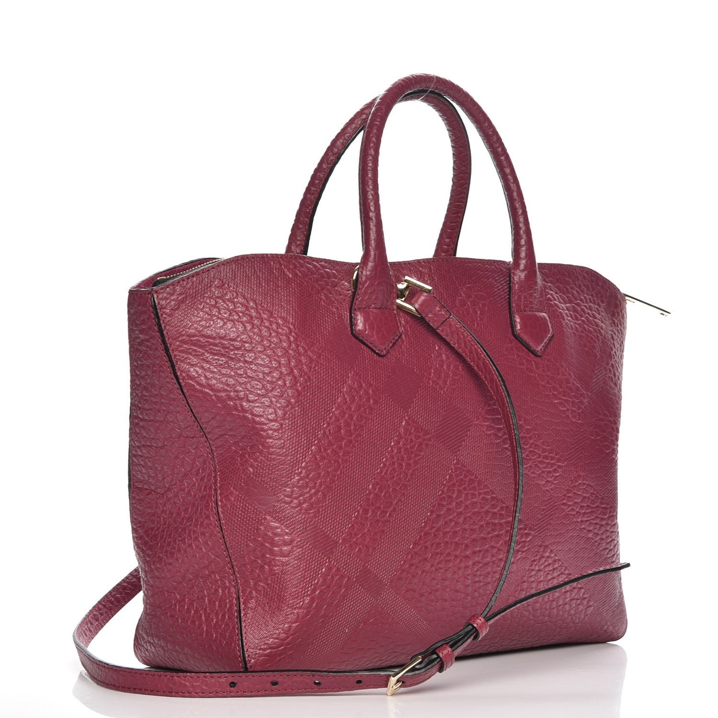 Heritage Grain Check Embossed Medium Dewsbury Tote Dark Plum