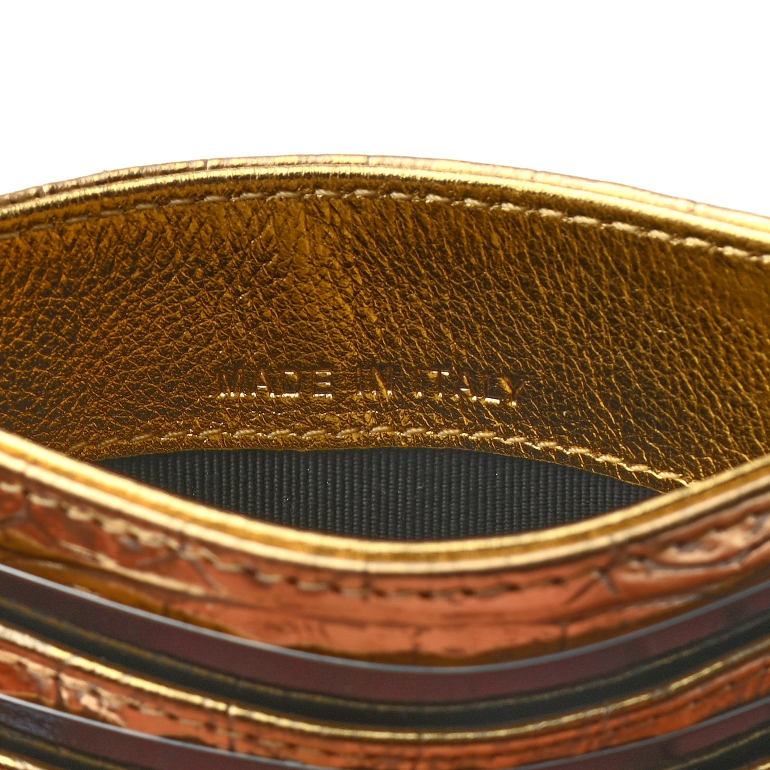 Chanel Metallic Calfskin Crocodile Embossed Cocodile Card Holder Gold 6 of 7