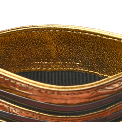 Chanel Metallic Calfskin Crocodile Embossed Cocodile Card Holder Gold 6 of 7