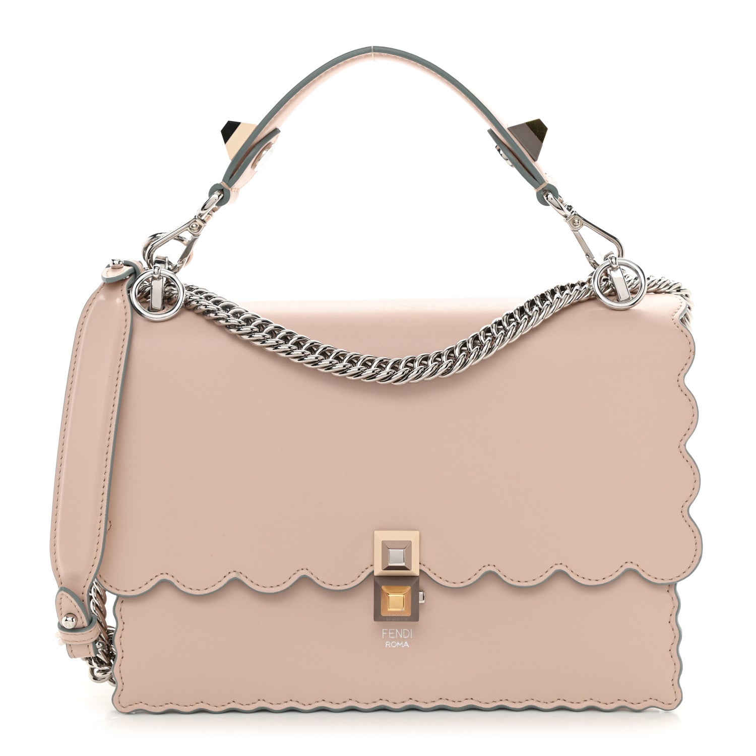 Fendi Vitello Liberty Scalloped Studded Kan I Shoulder Bag Plaster 1 of 9