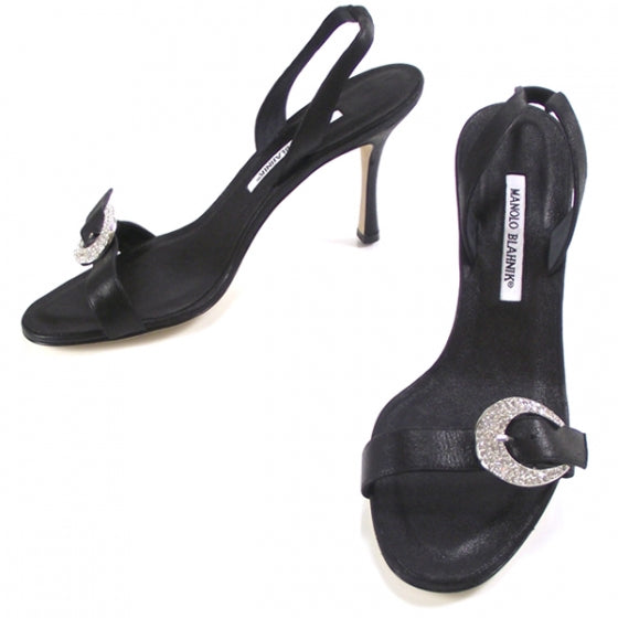 MANOLOBLAHNIKSatinJeweledPumps39.5