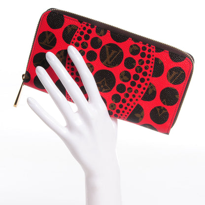 Louis Vuitton Monogram Kusama Pumpkin Dots Zippy Wallet Red 2 of 8