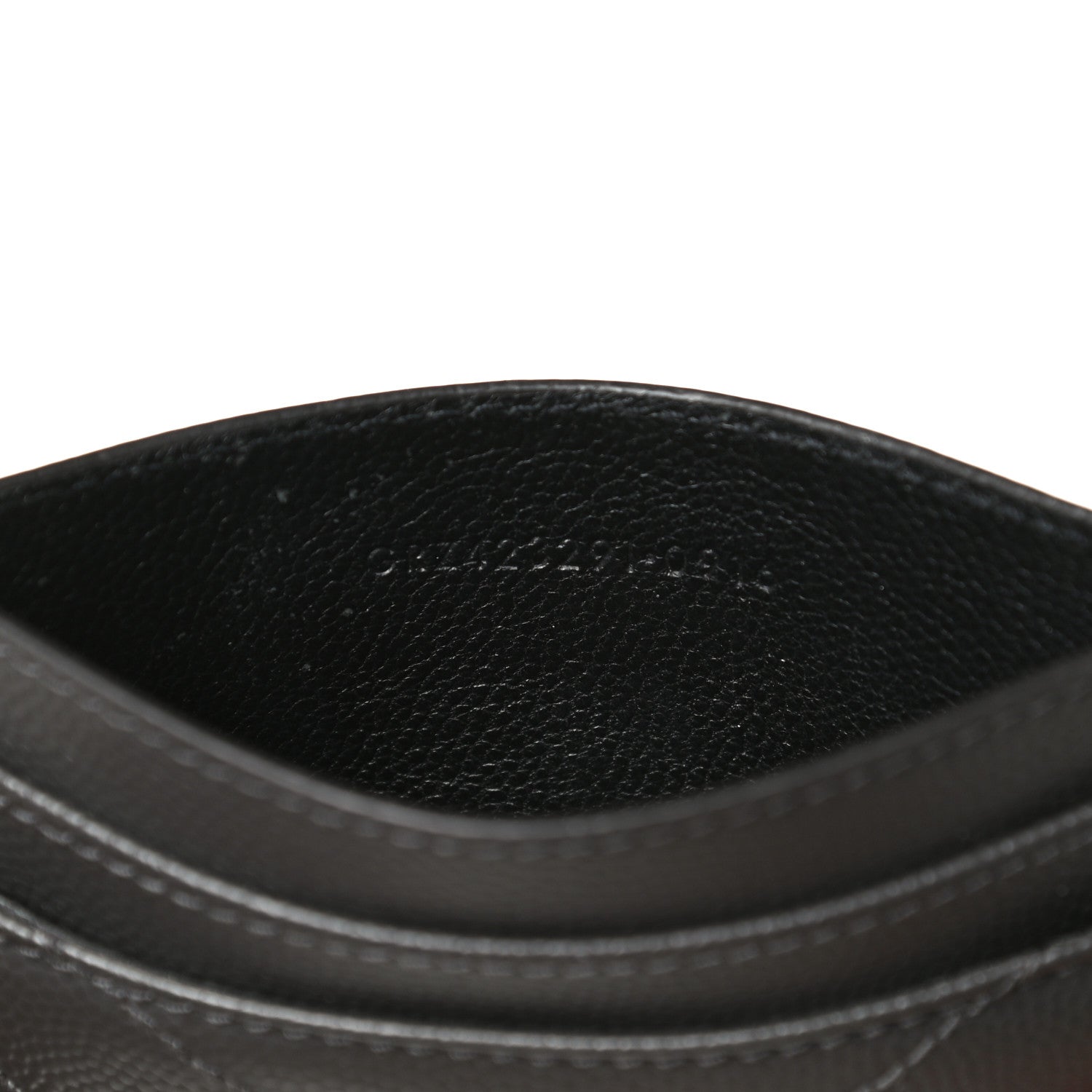 Saint Laurent Grain De Poudre Matelasse Chevron Monogram Credit Card Case Black 7 of 8
