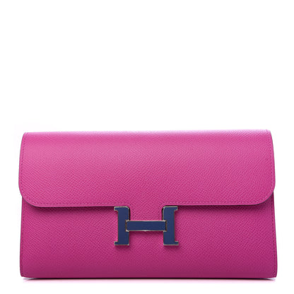 Hermes Epsom Enamel Constance Long Wallet Magnolia Brighton Bleu 1 of 7