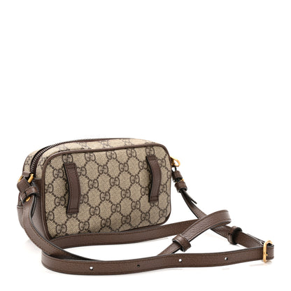 Gucci GG Supreme Monogram Textured Dollar Calfskin Web Mini Ophidia Convertible Shoulder Bag Beige Ebony New Acero 3 of 10