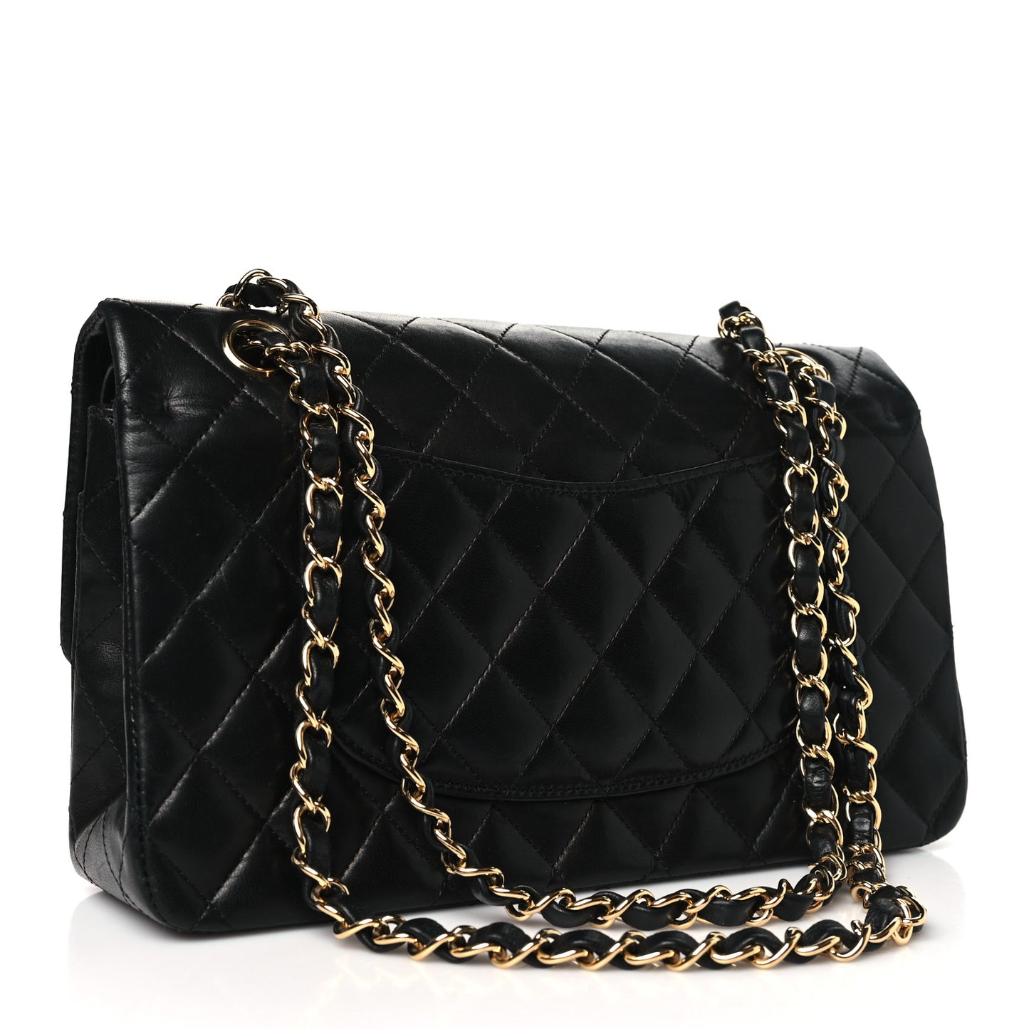 Lambskin Quilted Medium Double Flap Black