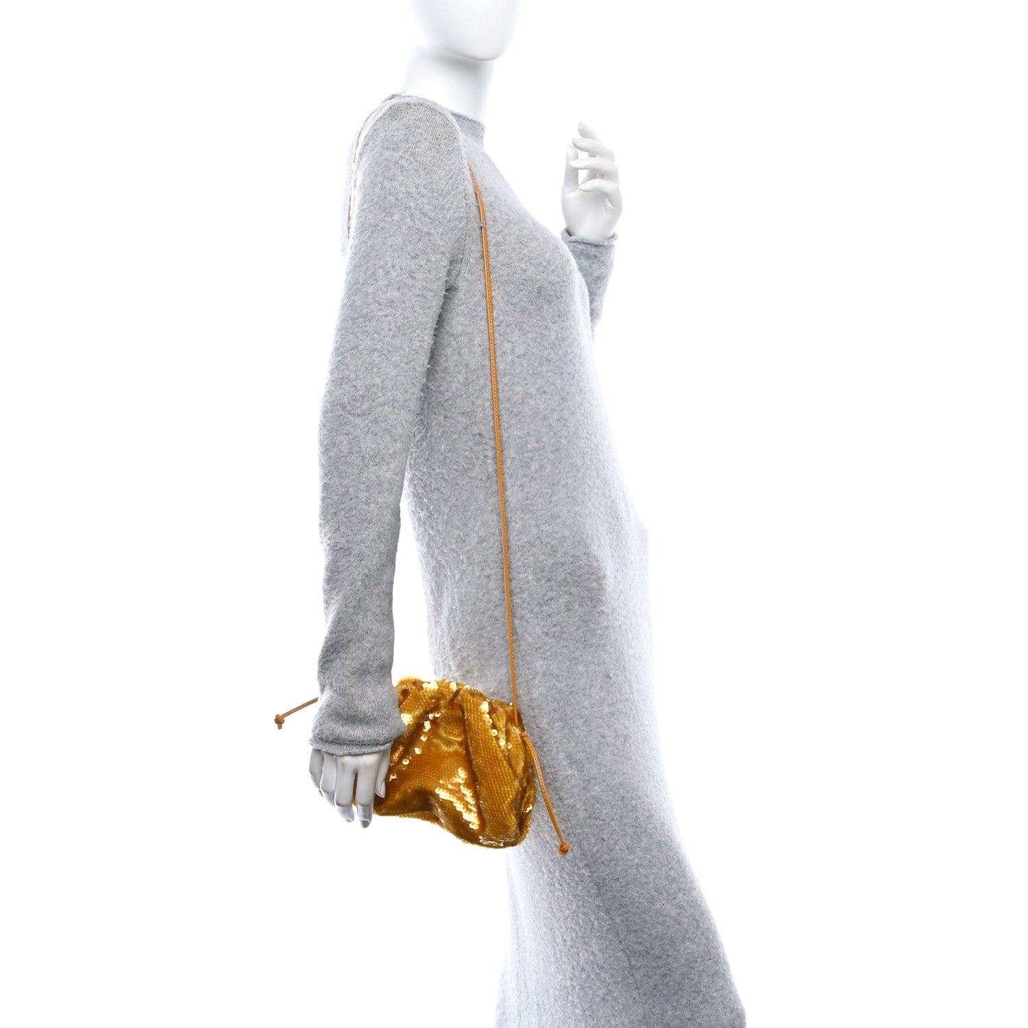 BOTTEGA VENETA スパンコール 巾着バッグ Bottega Veneta Sequin The Mini Pouch Honeycomb Okra 1735792