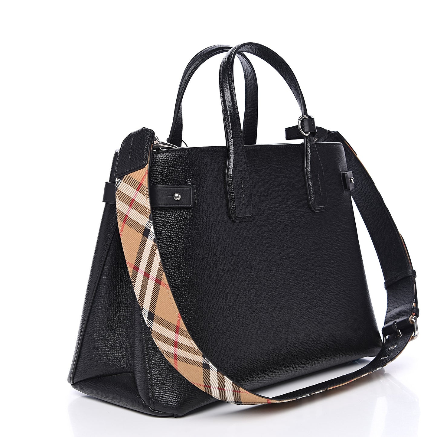 Derby Calfskin House Check Medium Banner Tote Black