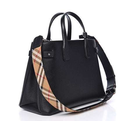 Burberry Derby Calfskin House Check Medium Banner Tote Black 2 of 9