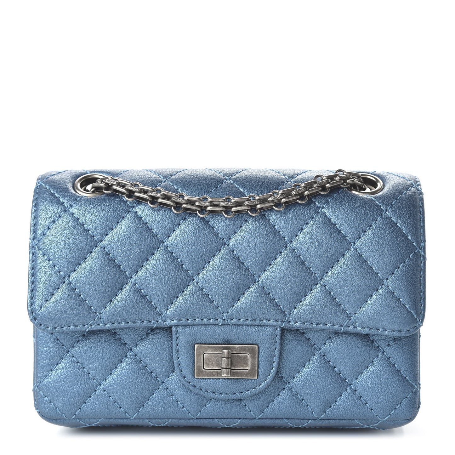 Metallic Sheepskin Quilted 2.55 Reissue Mini Flap Blue