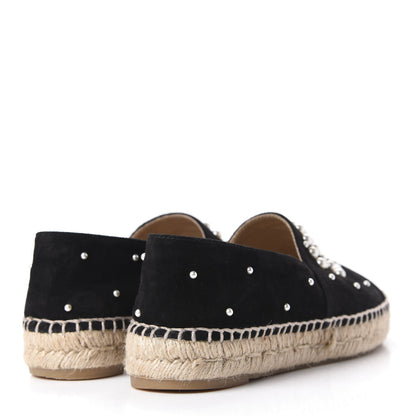 Chanel Suede Pearl CC Espadrilles 38 Black 4 of 12