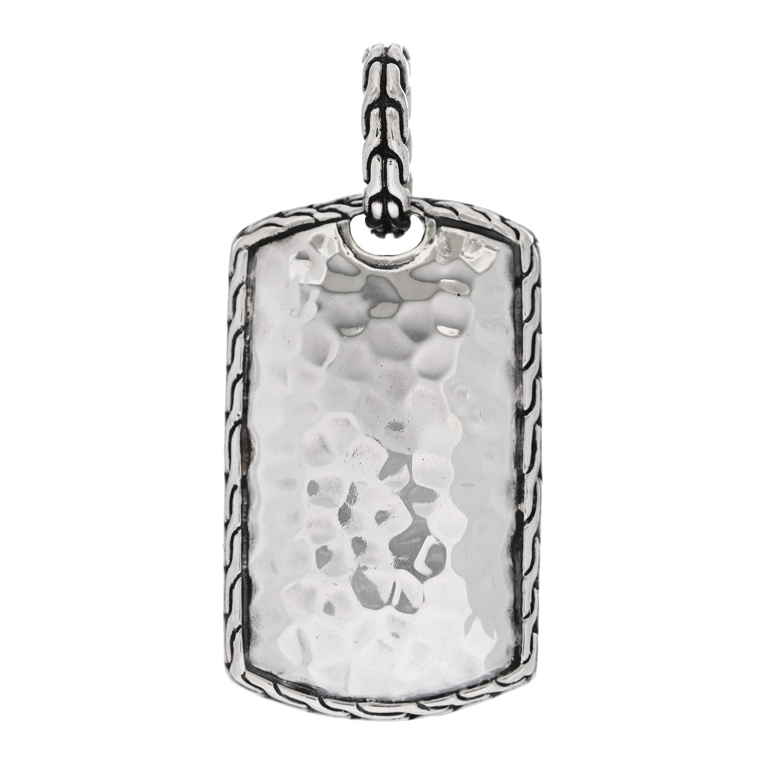 John Hardy Sterling Silver Palu Hammered Dog Tag Pendant 1 of 3