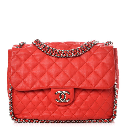 Chanel Washed Lambskin Quilted Maxi Chain Around Flap Red 1 of 7