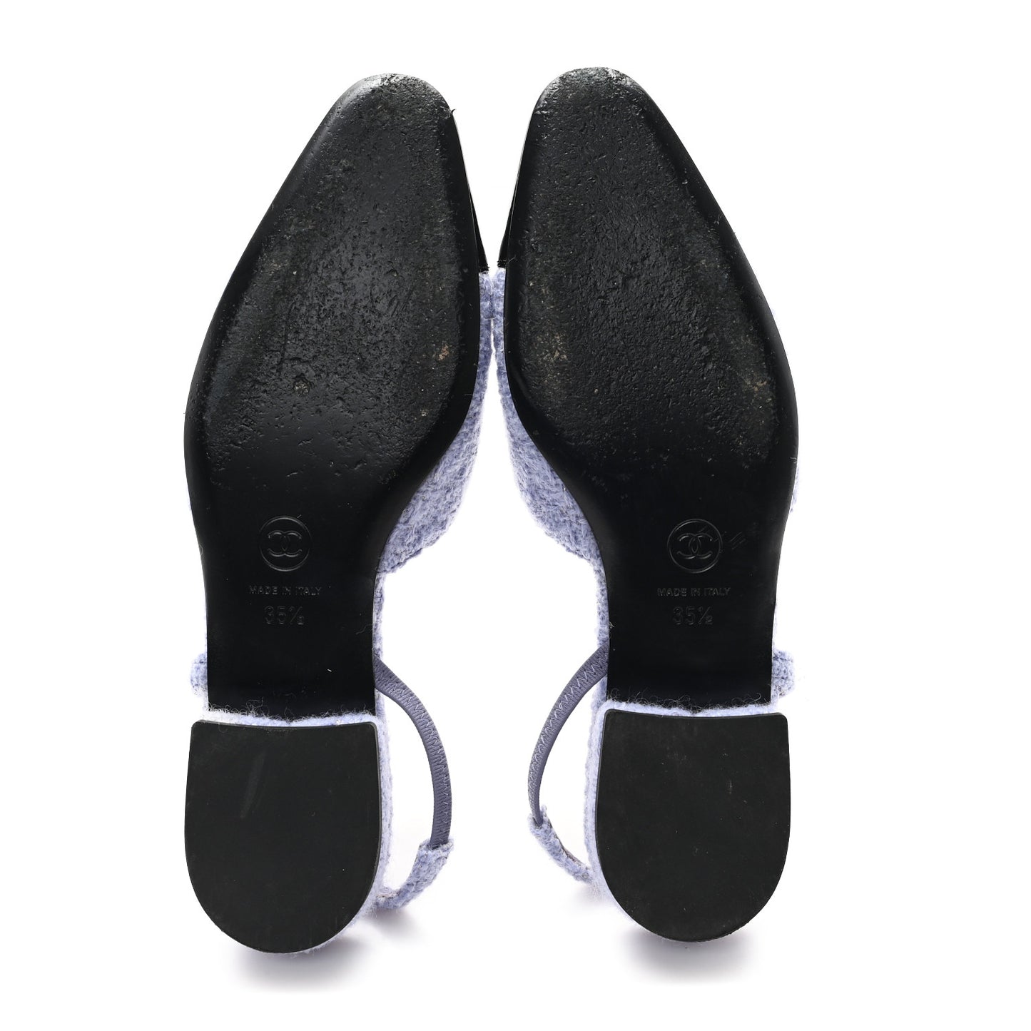 Tweed Cap Toe CC Slingback Flat 35.5 Lilac Black