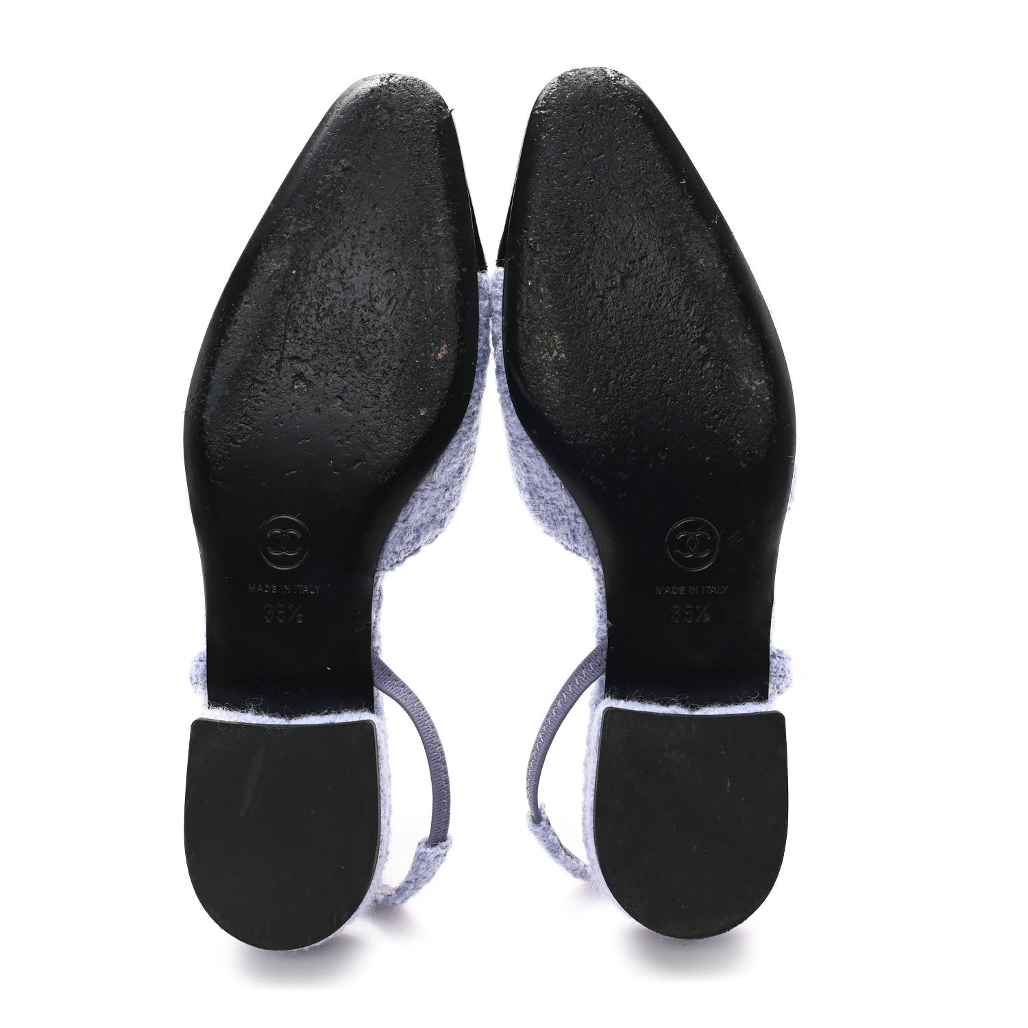 Chanel Tweed Cap Toe CC Slingback Flat 35.5 Lilac Black 6 of 10