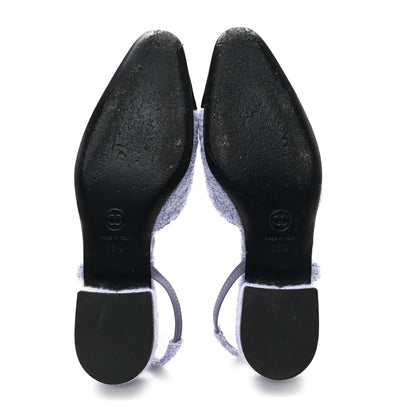 Chanel Tweed Cap Toe CC Slingback Flat 35.5 Lilac Black 6 of 10