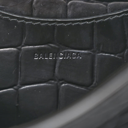 Balenciaga Semi Shiny Calfskin Crocodile Embossed Neo Classic Black Hardware Mini City Black 6 of 9