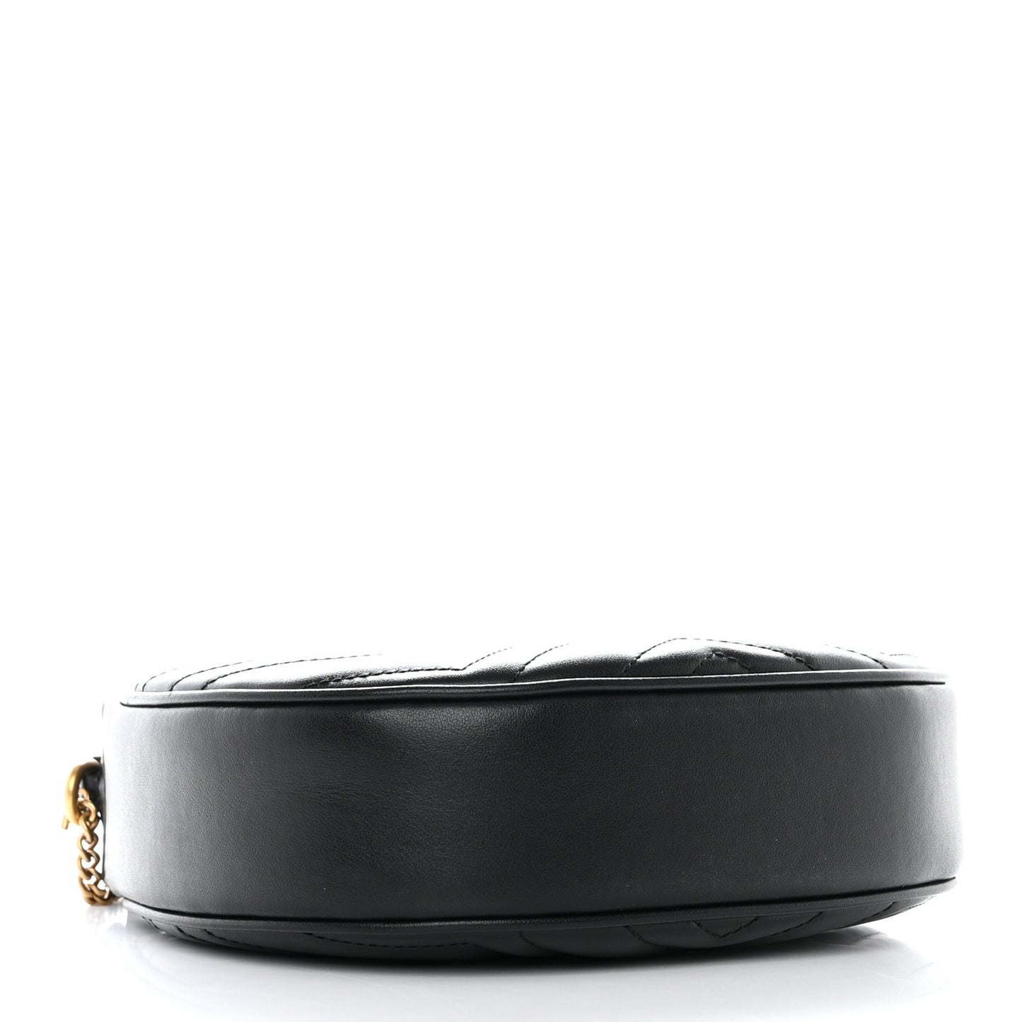 Calfskin Matelasse Chevron Mini GG Marmont Half Moon Hobo Black