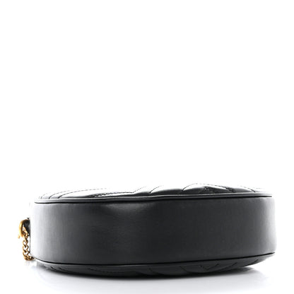 Gucci Calfskin Matelasse Chevron Mini GG Marmont Half Moon Hobo Black 4 of 10