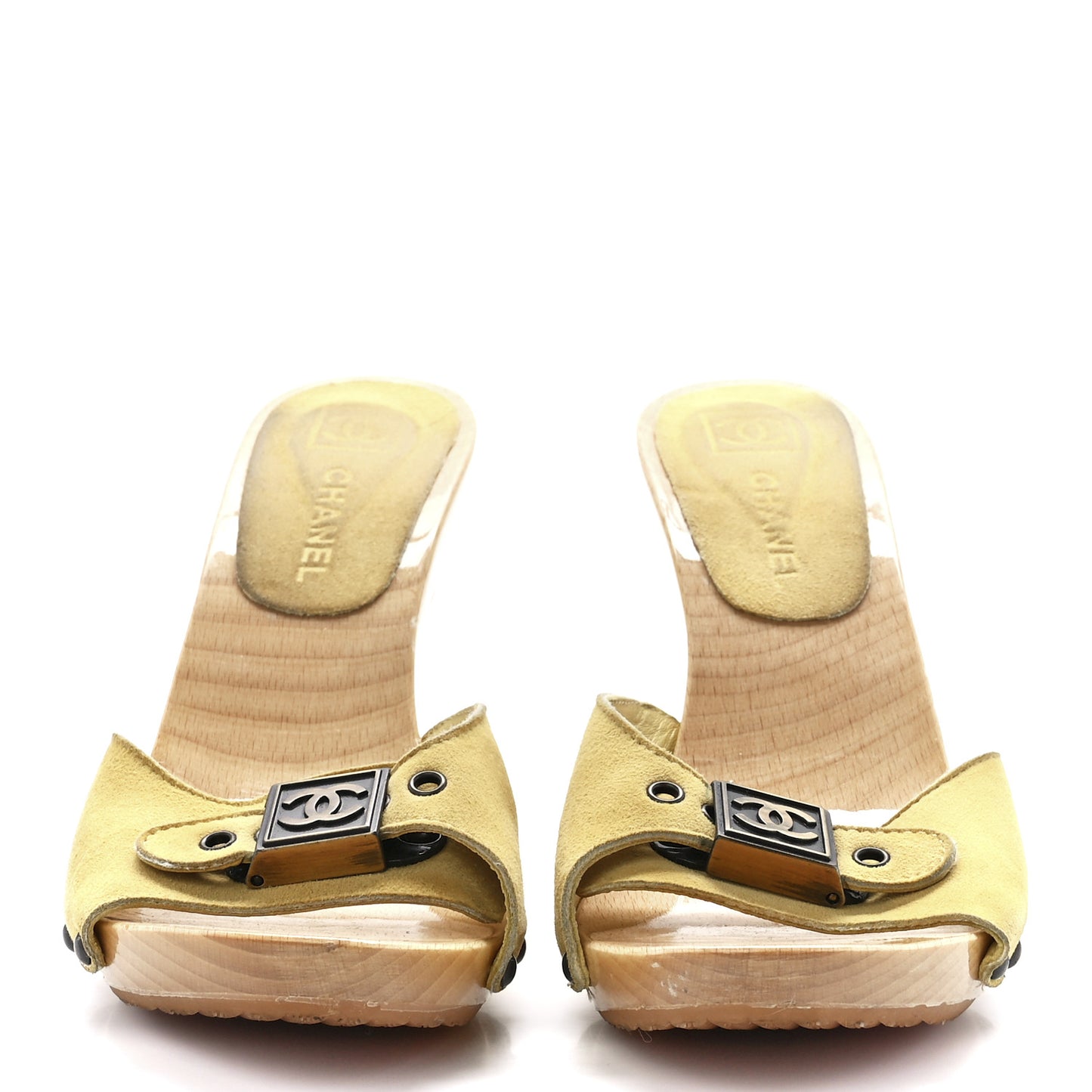 Suede CC Buckle Clogs 37 Yellow