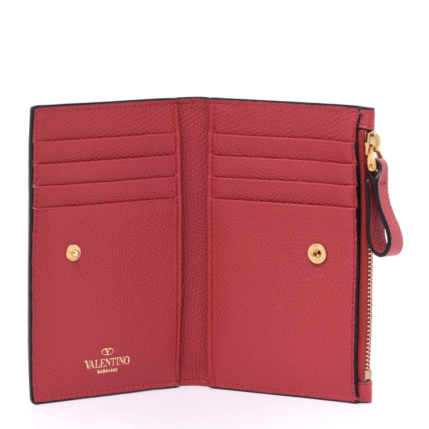 Grained Calfskin VLogo Coin Case Card Holder Rouge Pur