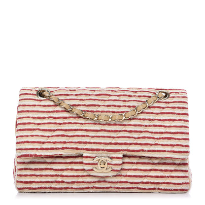 Chanel Jersey Quilted Medium Coco Sailor Flap Red White 1 of 10