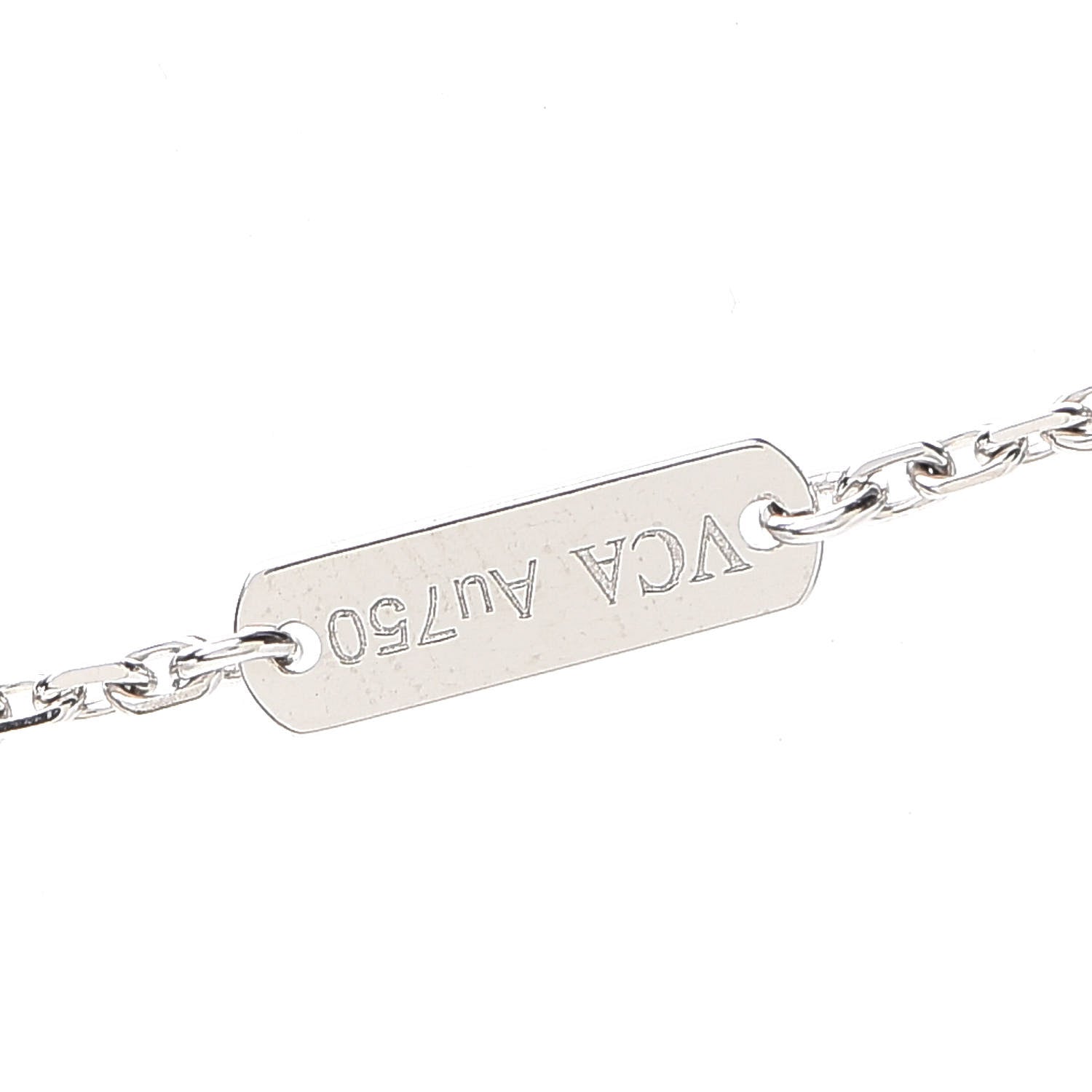 Van Cleef & Arpels 18K White Gold Diamond Guilloche Vintage Alhambra Pendant Necklace 6 of 8