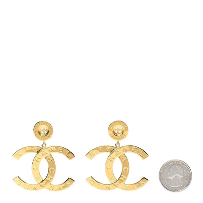 Chanel Metal Large Paris Button Earrings Gold 2 of 5