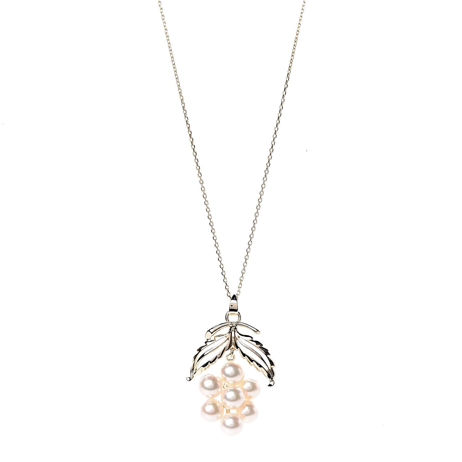 Mikimoto 14K Yellow Gold Akoya Pearl 6-6.5mm Flower Pendant Necklace 1 of 6