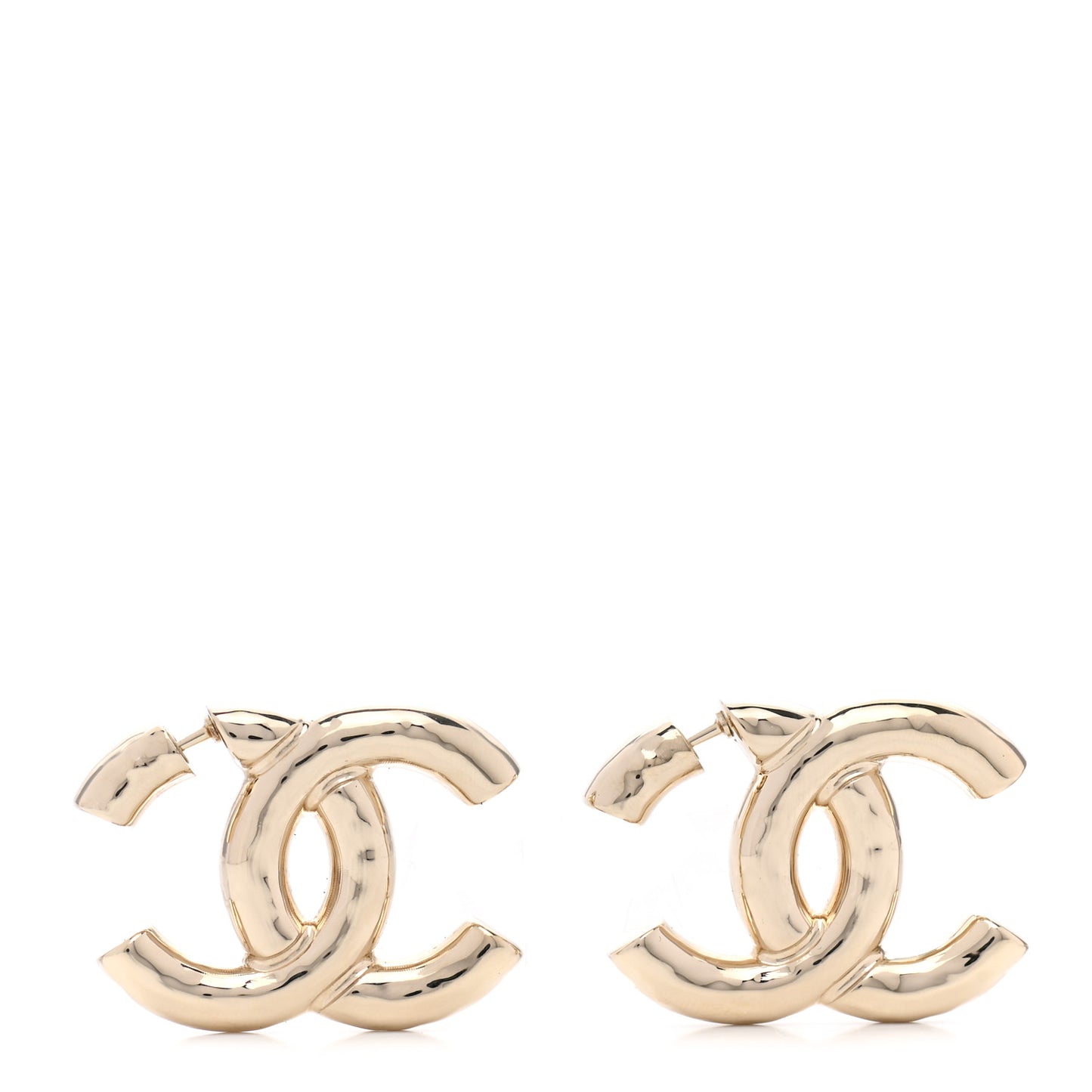 Metal Large CC Earrings Light Gold