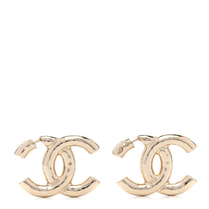 Chanel Metal Large CC Earrings Light Gold 1 of 5
