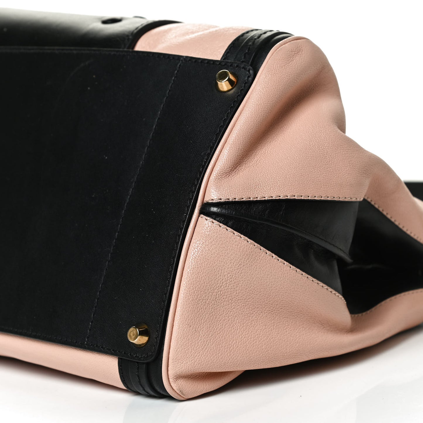 Calfskin Medium Alice Satchel Beige Black