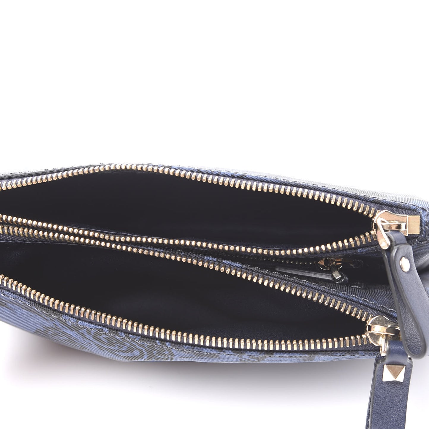 Nylon Camubutterfly Rockstud Double Zip Pouch Marine