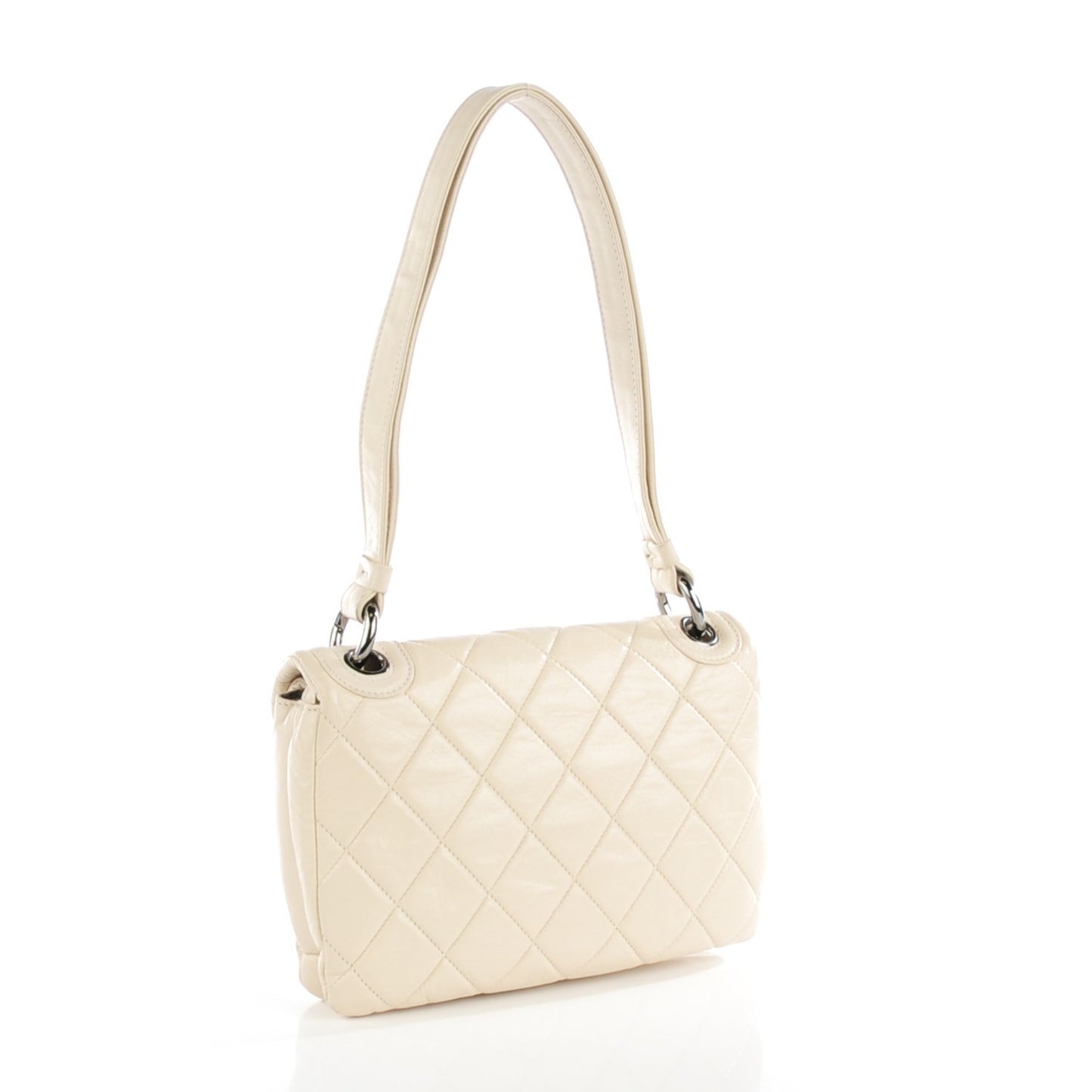 Lambskin Quilted Envelope Flap White