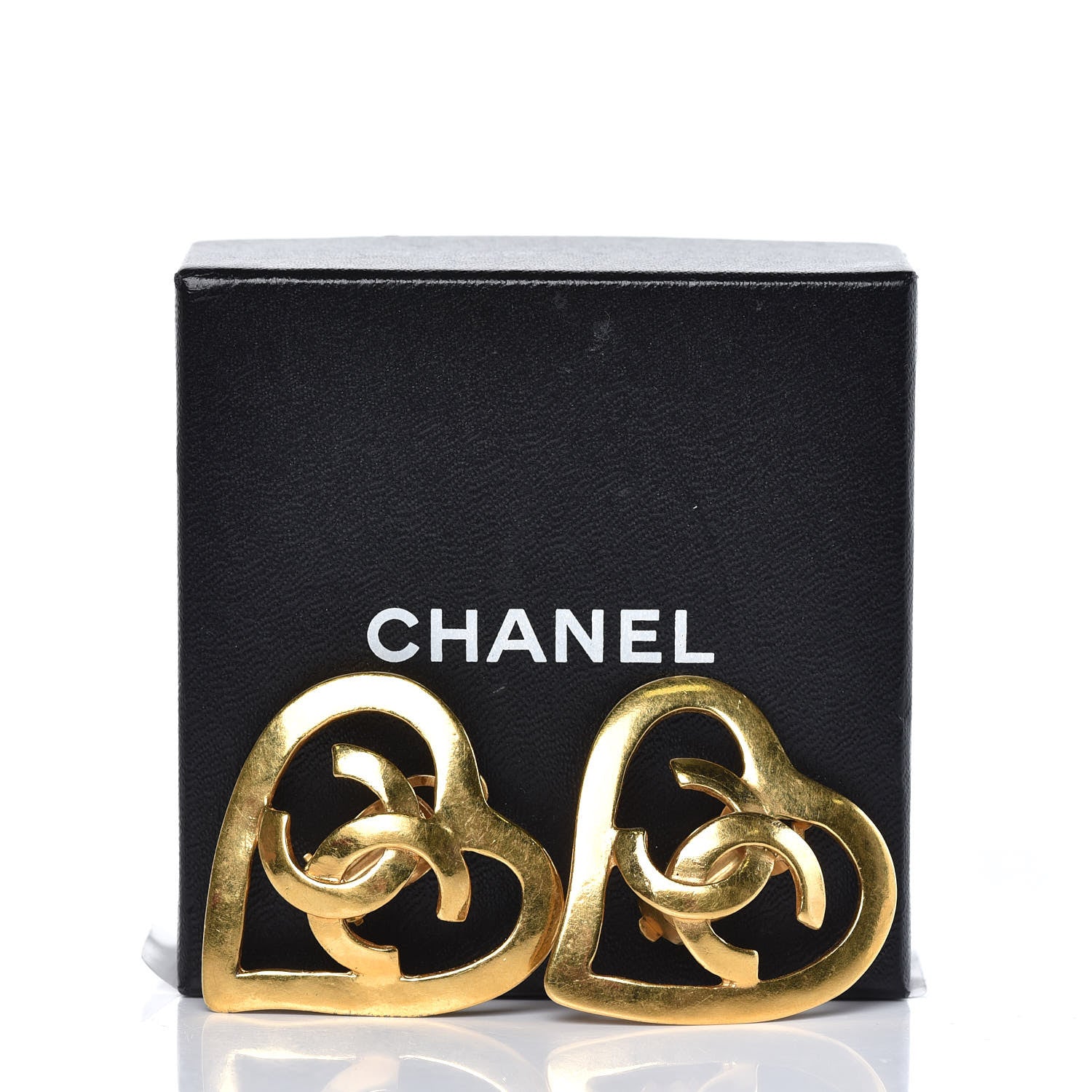 Chanel CC Heart Clip On Earrings Gold 5 of 5
