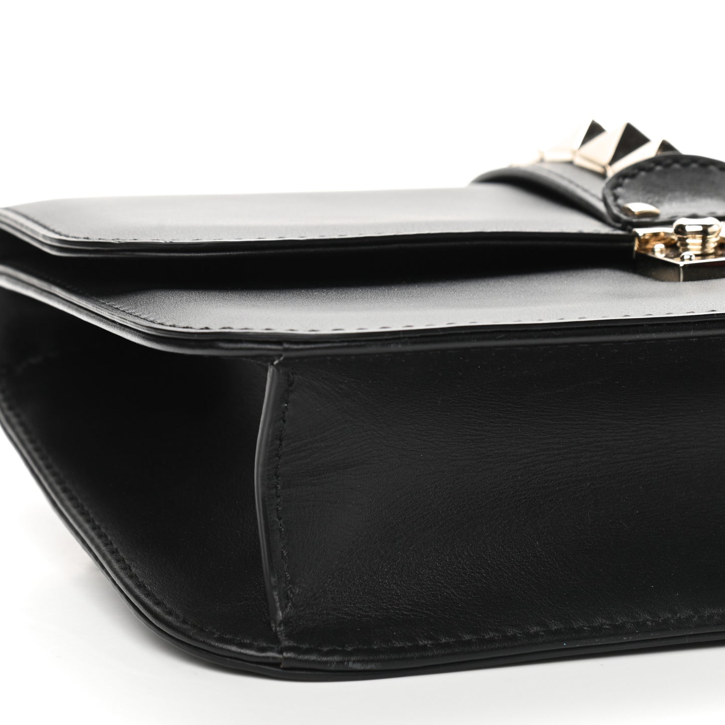 Vitello Medium Glam Lock Rockstud Flap Black