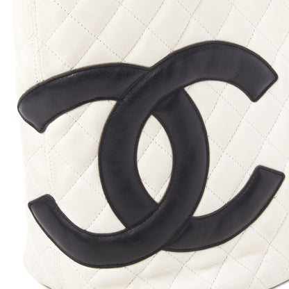 Chanel Calfskin Quilted Large Cambon Tote White Black 7 of 10