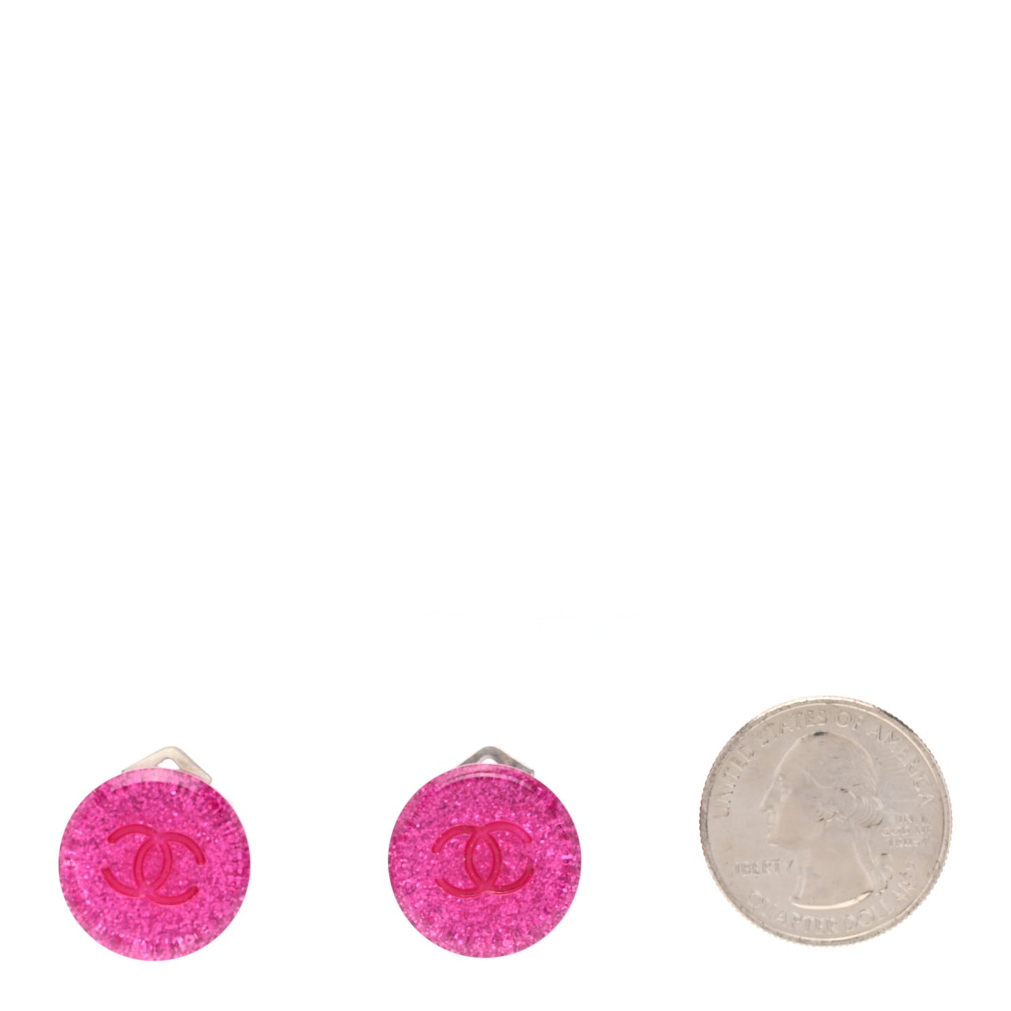 Translucent Resin Glitter CC Clip On Earrings Pink