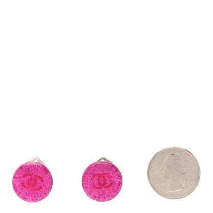 Chanel Translucent Resin Glitter CC Clip On Earrings Pink 2 of 4
