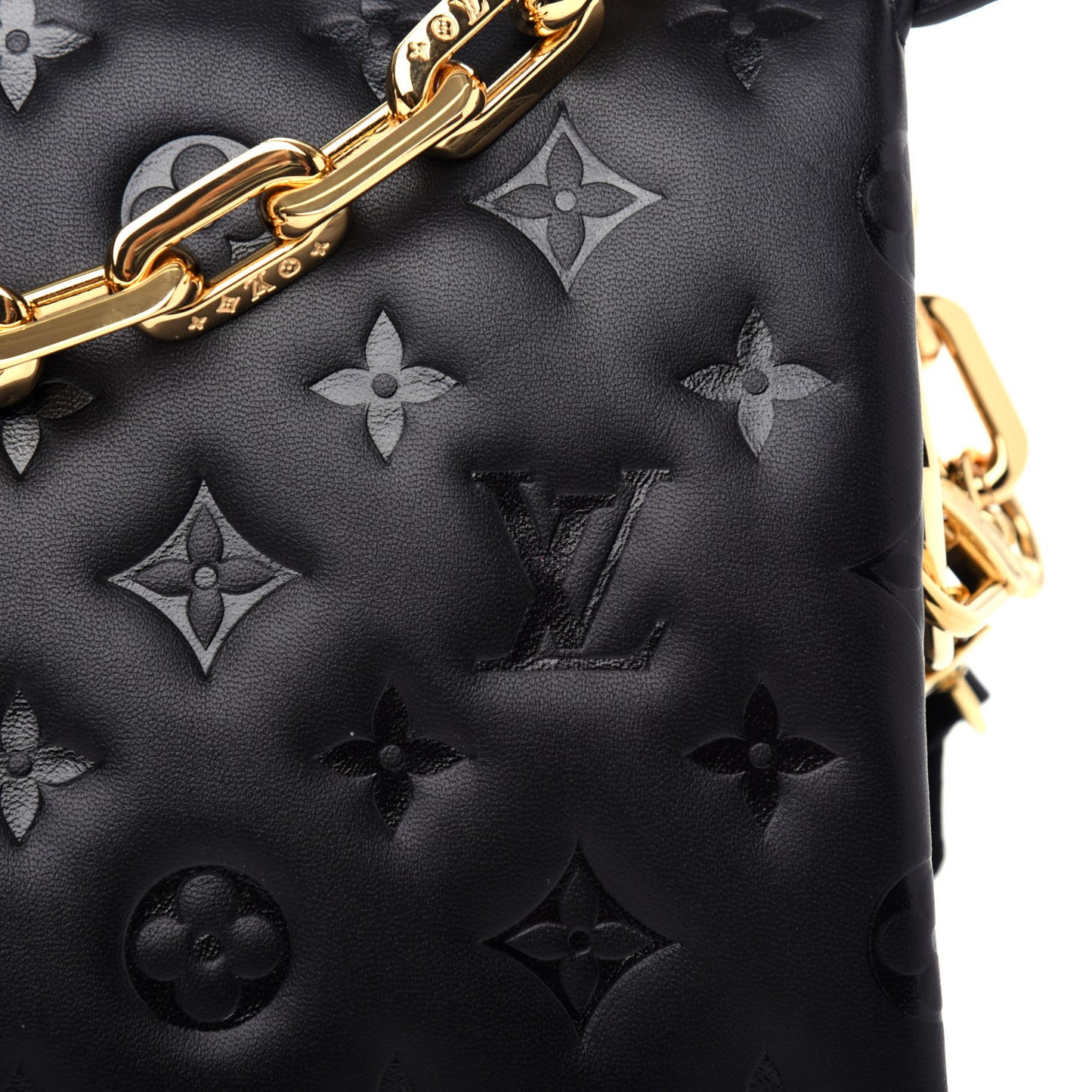 Lambskin Embossed Monogram Coussin PM Black