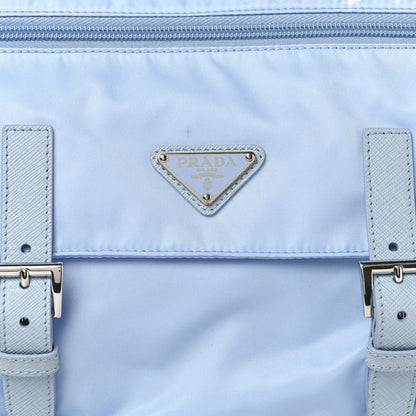Prada Re-Nylon Vela Saffiano Pocket Double Buckle Messenger Shoulder Bag Celeste 7 of 11
