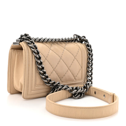 Chanel Calfskin Double Stitch Small Boy Flap Beige 3 of 20