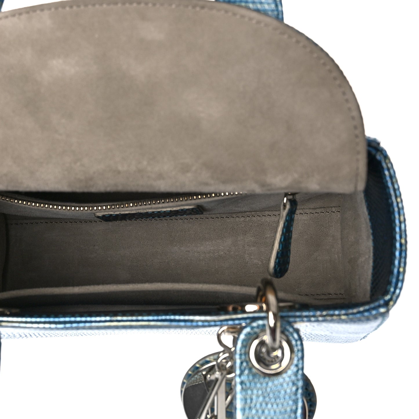 Metallic Lizard Small Lady Dior Blue