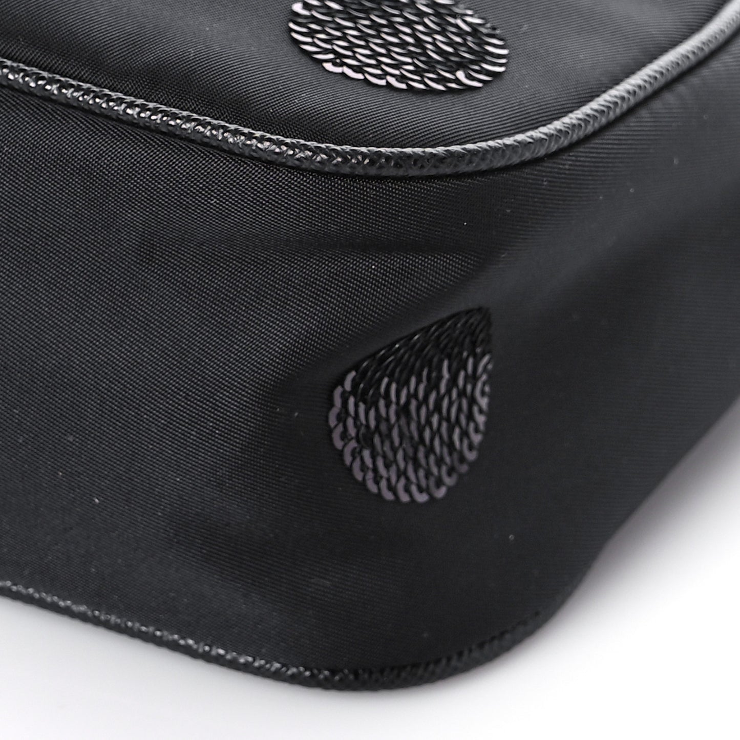 Nylon Sequin Embellished Polka Dot Re-Edition 2005 Shoulder Bag Black