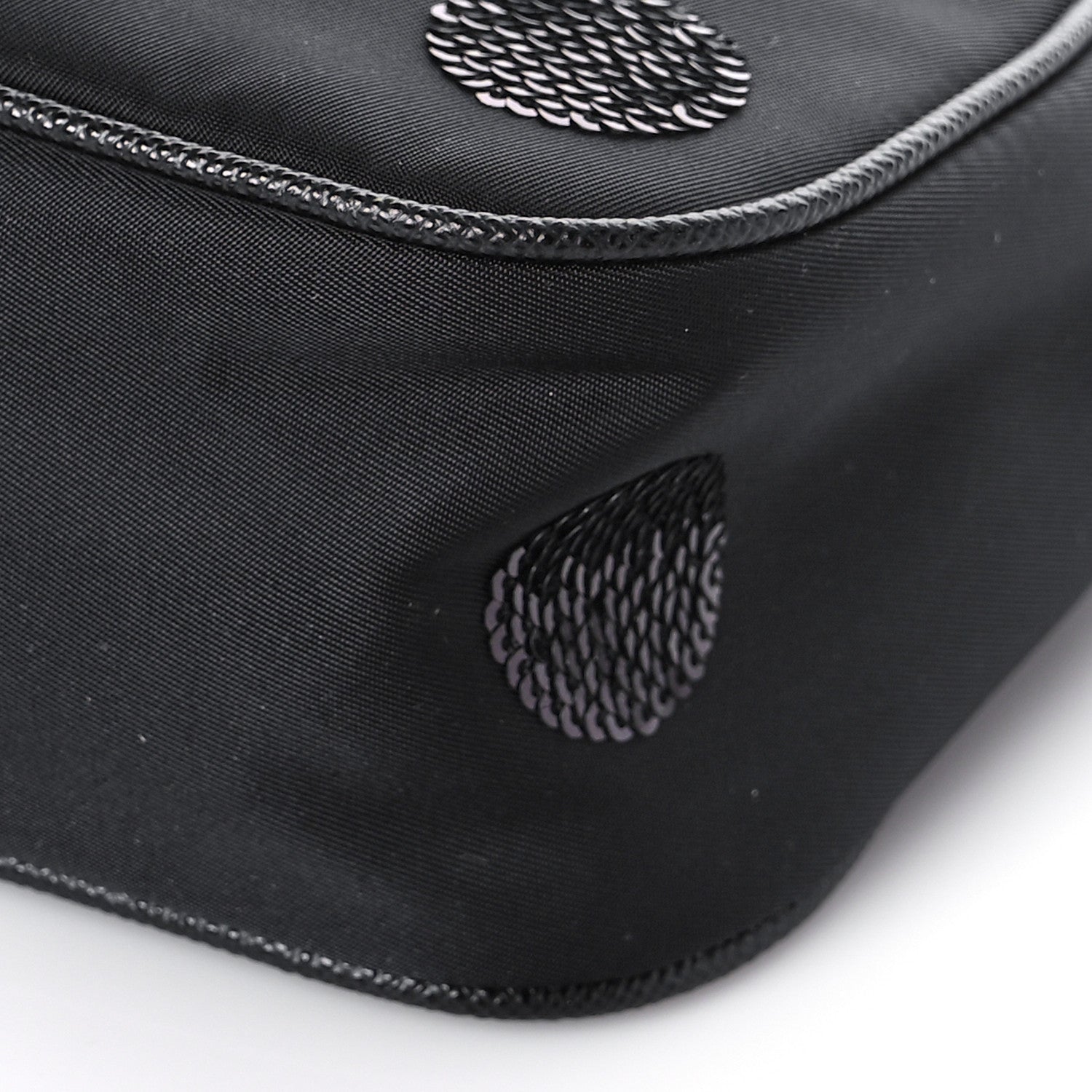 Prada Nylon Sequin Embellished Polka Dot Re-Edition 2005 Shoulder Bag Black 7 of 7