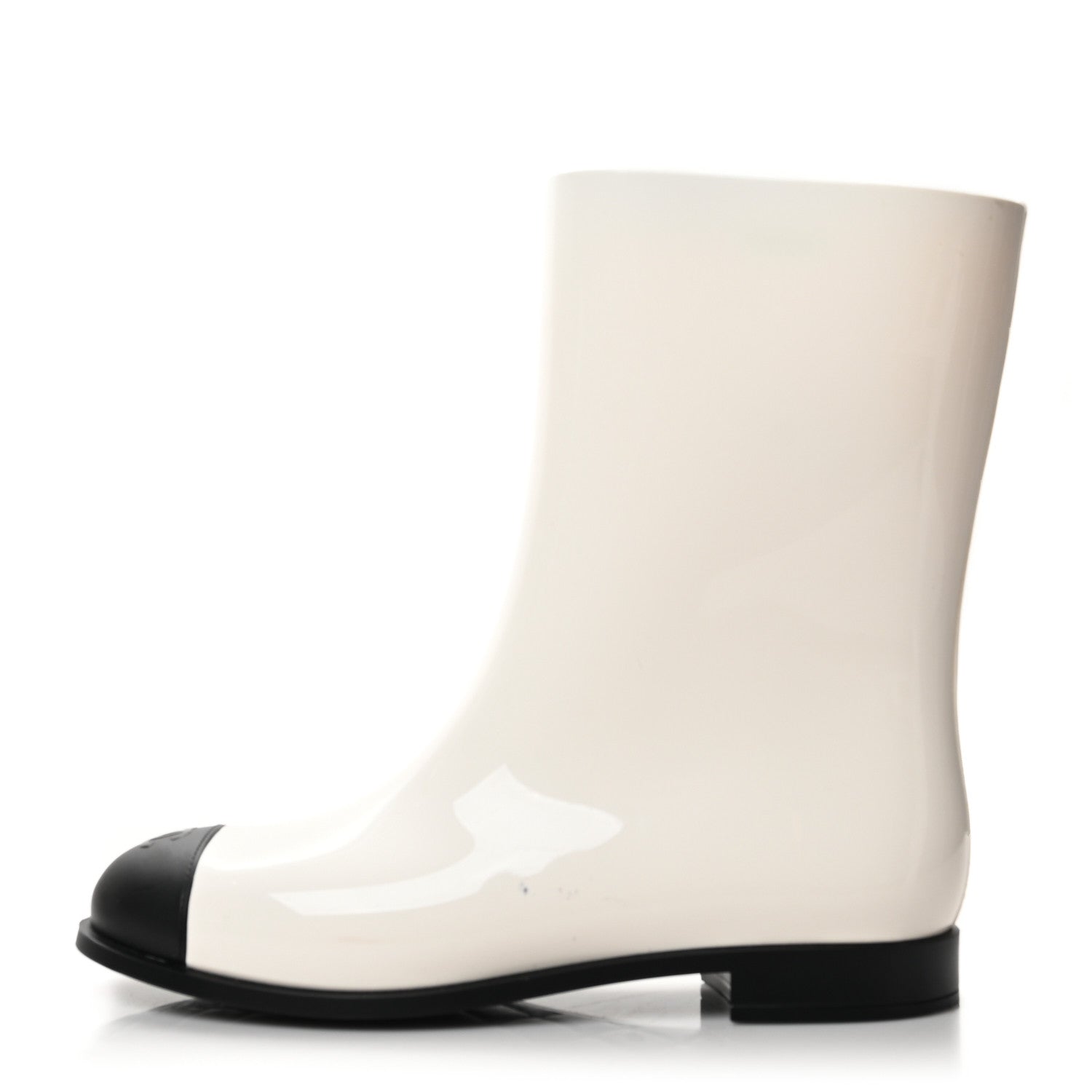 Chanel Rubber Rain Boots 40 Ivory Black 1 of 10
