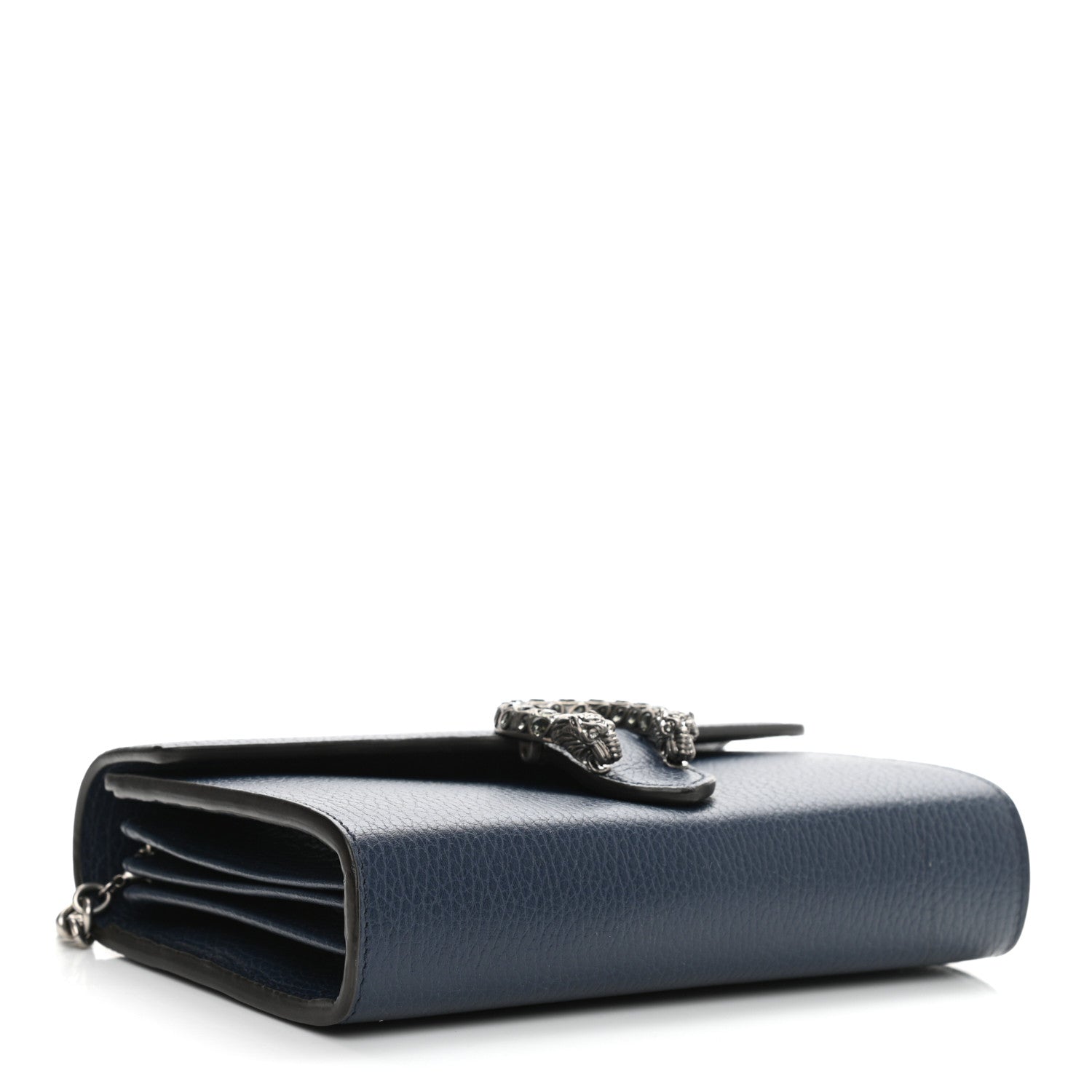 Gucci Dollar Calfskin Crystal Mini Dionysus Chain Wallet Blue Agata Black Diamond 4 of 9