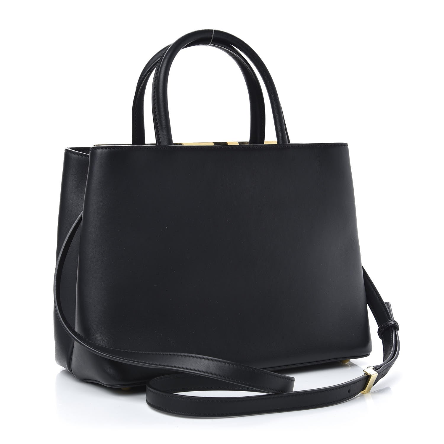 Fendi Vitello Century Metal Monster Eyes Petite 2Jours Tote Black 4 of 12