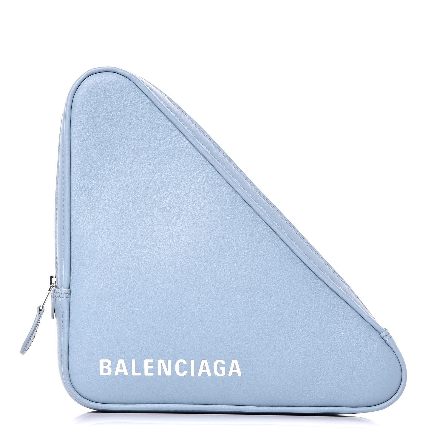 Shiny Day Calfskin Logo M Triangle Pouch Grey Blue White